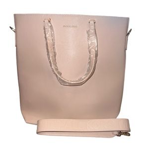 Michael Kors Faux Leather Tote Bag Detachable Crossbody Strap Blush Pink.